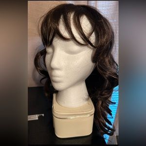 Full Length Wavy Clip On Wig. Chestnut Brown Color